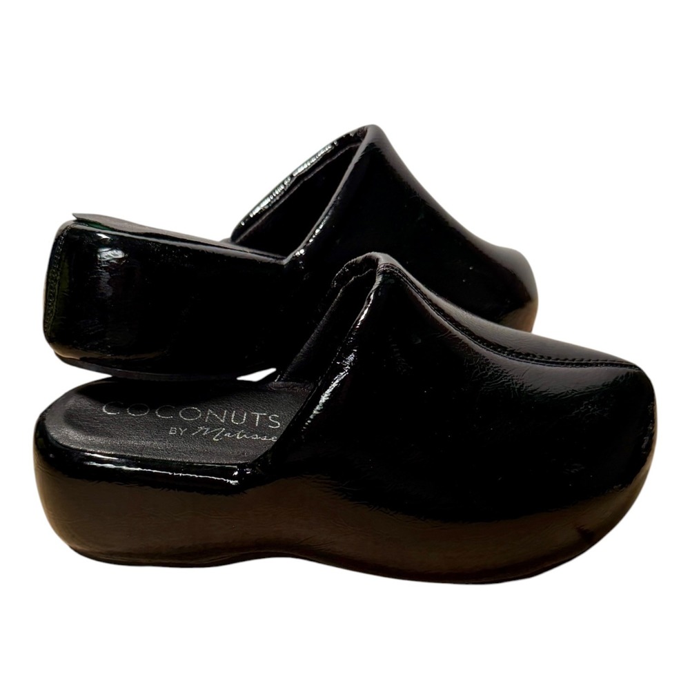 Coconuts By Matisse Bella Faux Leather Platform Bubble Clogs Shoes Black Size 5